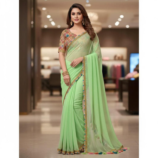Karinaaz Peach Georgette Bridal Saree
