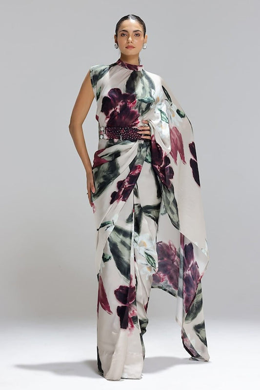 Karinaaz Peacock Blue Designer Saree